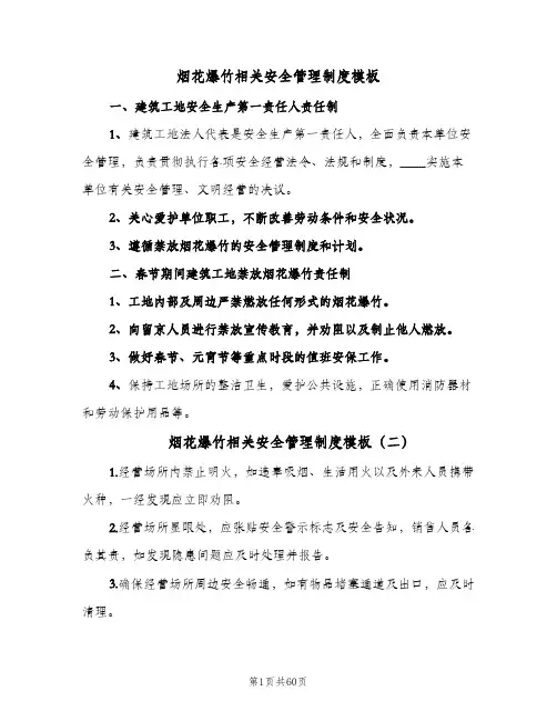 烟花爆竹相关安全管理制度模板(7篇)