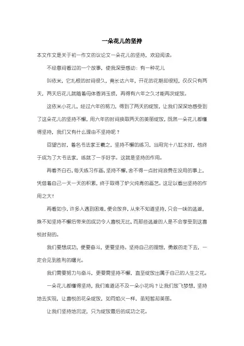初中初一作文议论文：一朵花儿的坚持