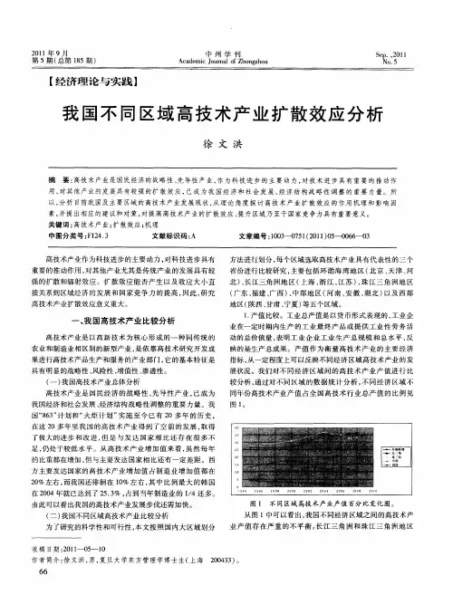 我国不同区域高技术产业扩散效应分析