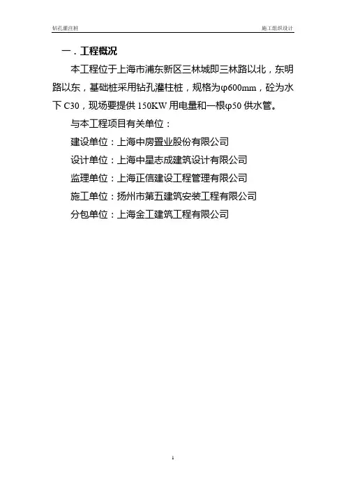 三林城W3-13地块住宅小区钻孔灌注桩