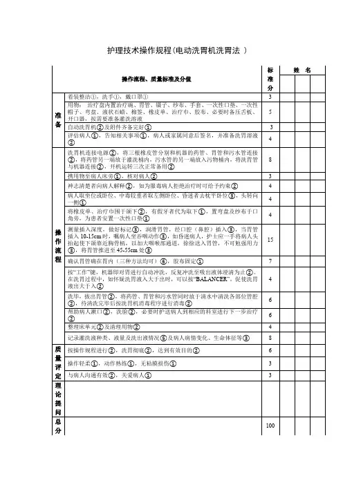 护理技术操作规程(电动洗胃机洗胃法-)