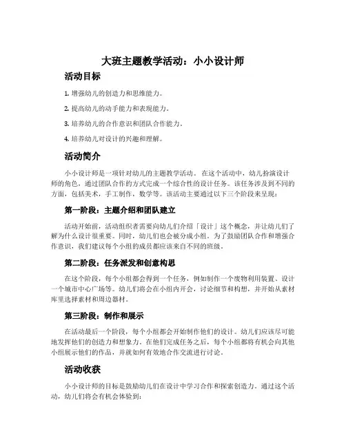 大班主题教学活动：小小设计师