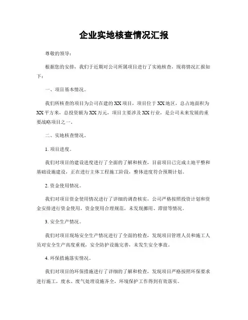 企业实地核查情况汇报