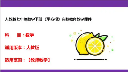人教版七年级数学下册 《平方根》实数教育教学课件 