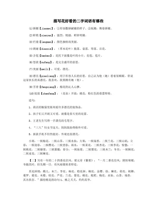 描写花好看的二字词语有哪些