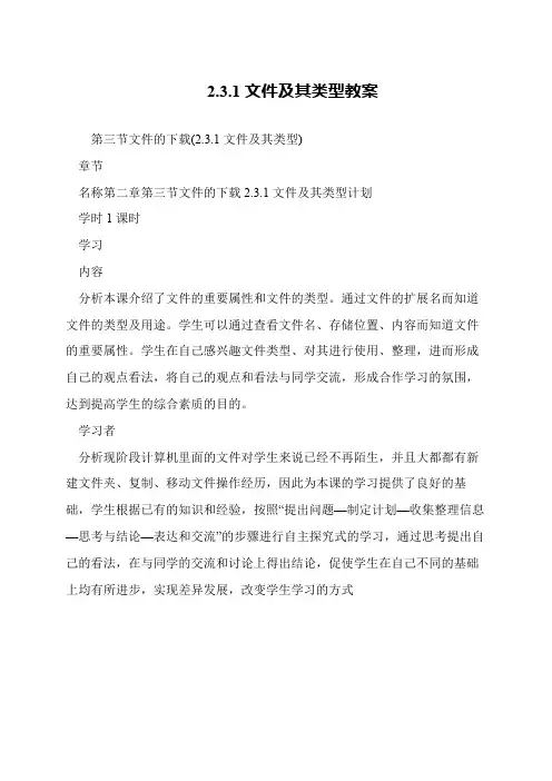 2.3.1文件及其类型教案