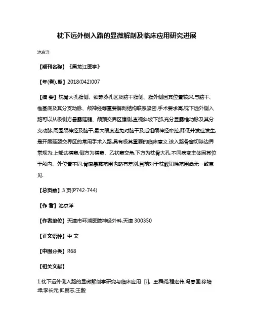 枕下远外侧入路的显微解剖及临床应用研究进展