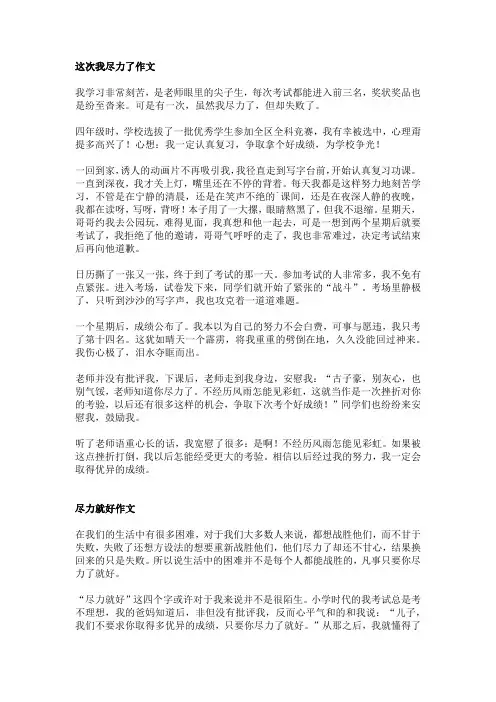 这次我真的尽力了作文