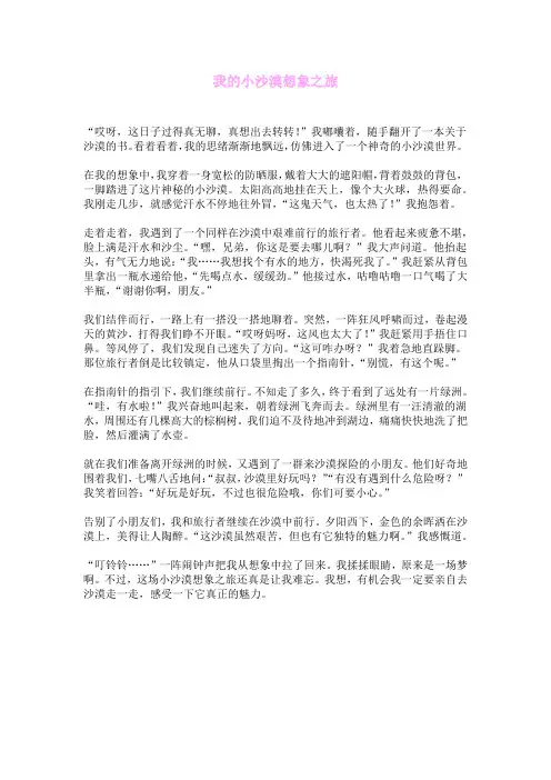 我的小沙漠想象之旅