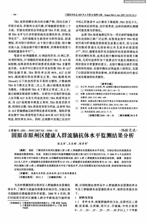 固原市原州区健康人群流脑抗体水平监测结果分析