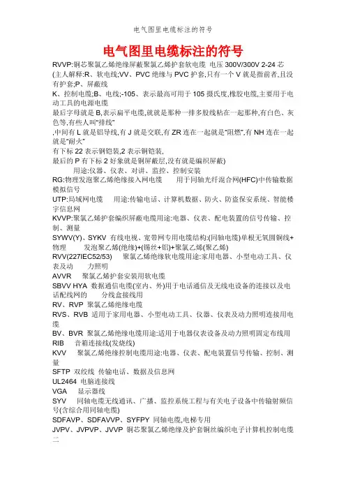 电气图里电缆标注的符号