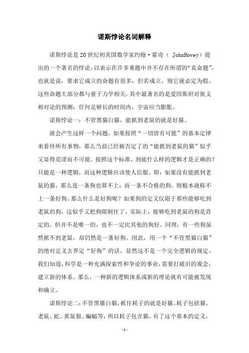 诺斯悖论名词解释