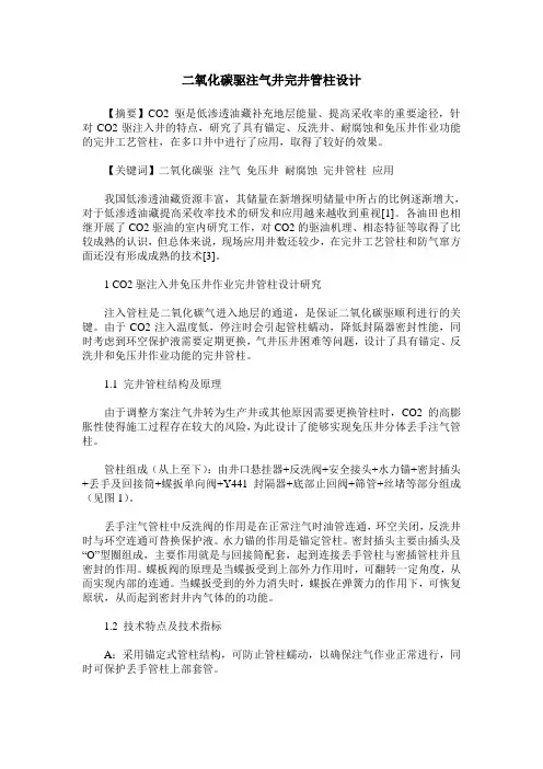 二氧化碳驱注气井完井管柱设计