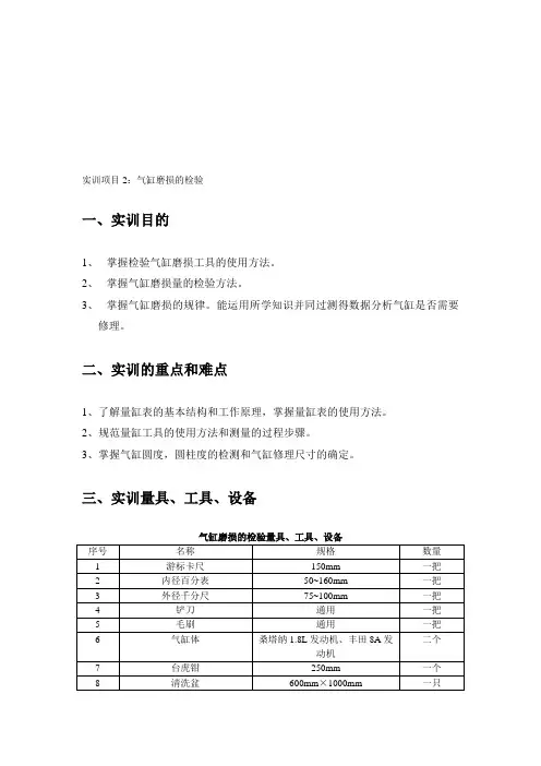 气缸磨损的检验