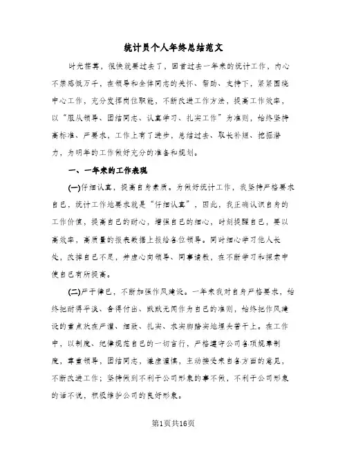 统计员个人年终总结范文（5篇）