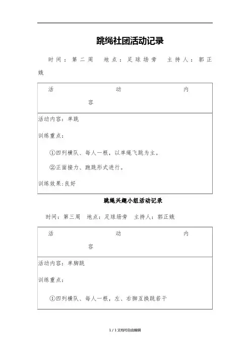 跳绳社团活动记录