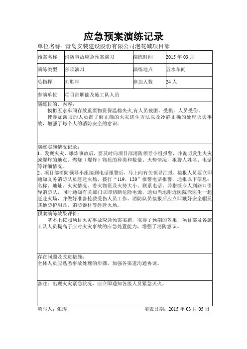 应急预案演练记录