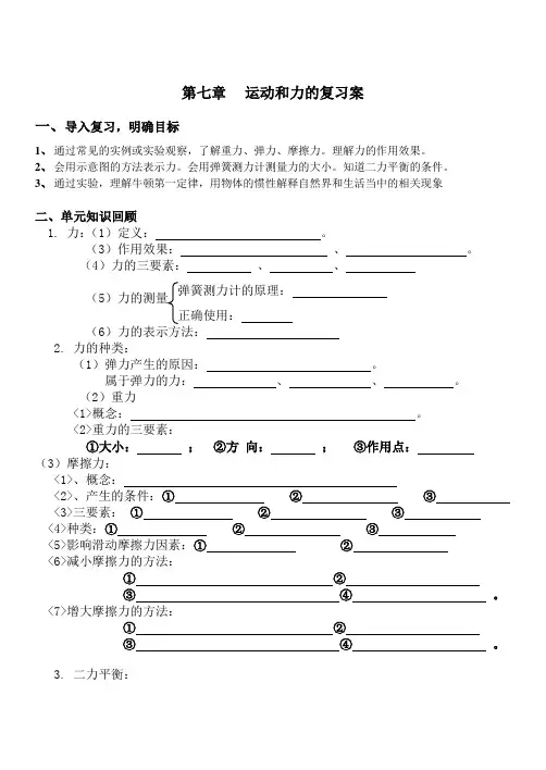 新教科版初中物理八年级下册《第七章  力 本章复习》公开课_3