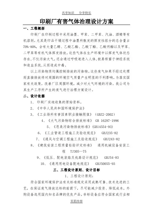 印刷厂VOCs有害气体治理方案