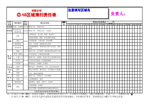 6S区域责任表(参考样表)