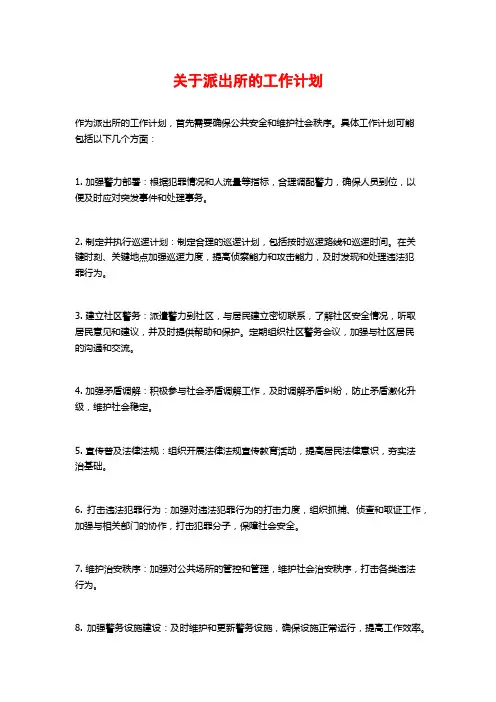 关于派出所的工作计划