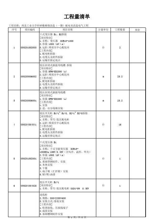 电气工程量清单