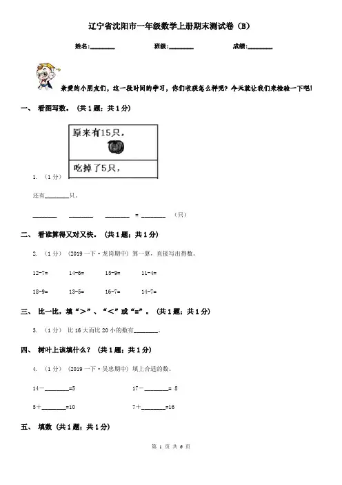 辽宁省沈阳市一年级数学上册期末测试卷(B)