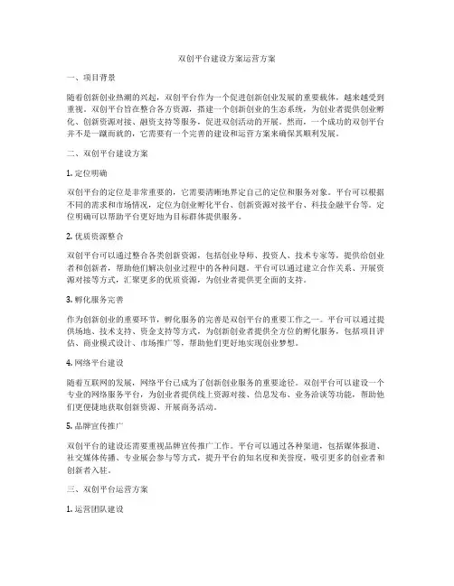 双创平台建设方案运营方案