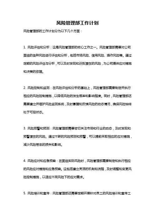 风险管理部工作计划