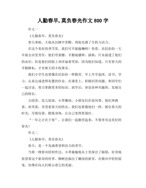 人勤春早,莫负春光作文800字