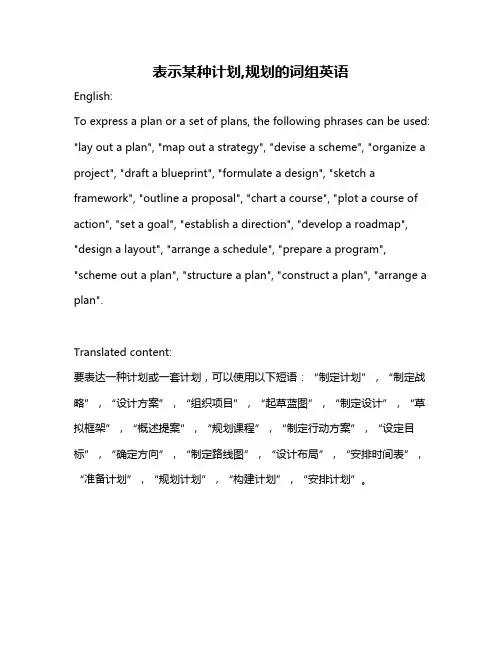 表示某种计划,规划的词组英语