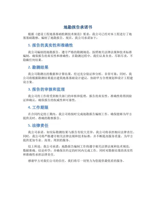 地勘报告承诺书