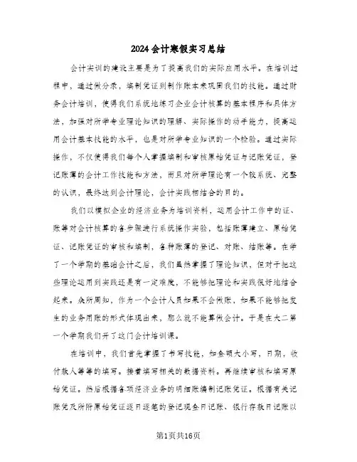 2024会计寒假实习总结（5篇）