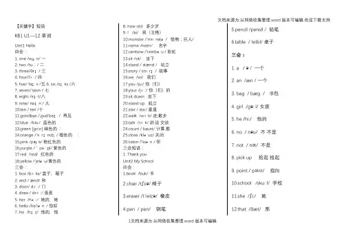【短语】剑桥少儿英语KB1