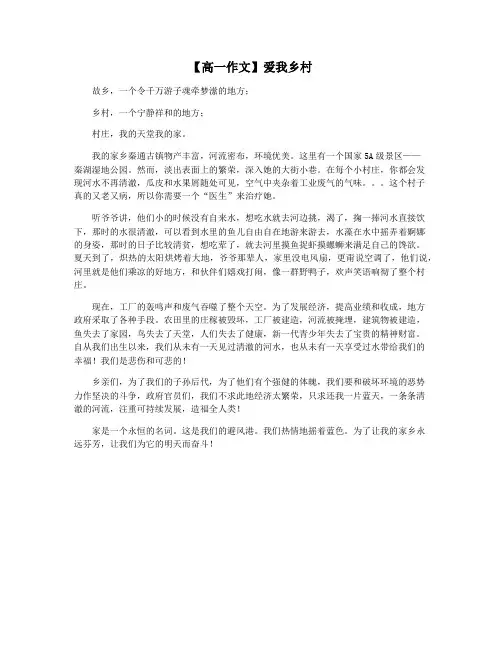 【高一作文】爱我乡村
