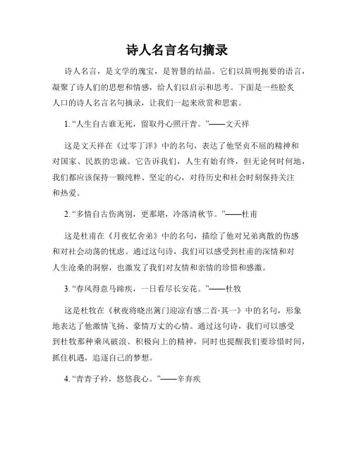 诗人名言名句摘录