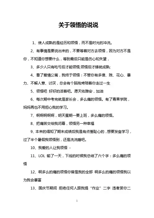 关于领悟的说说