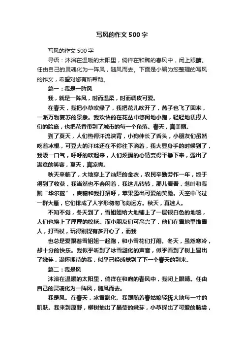 写风的作文500字