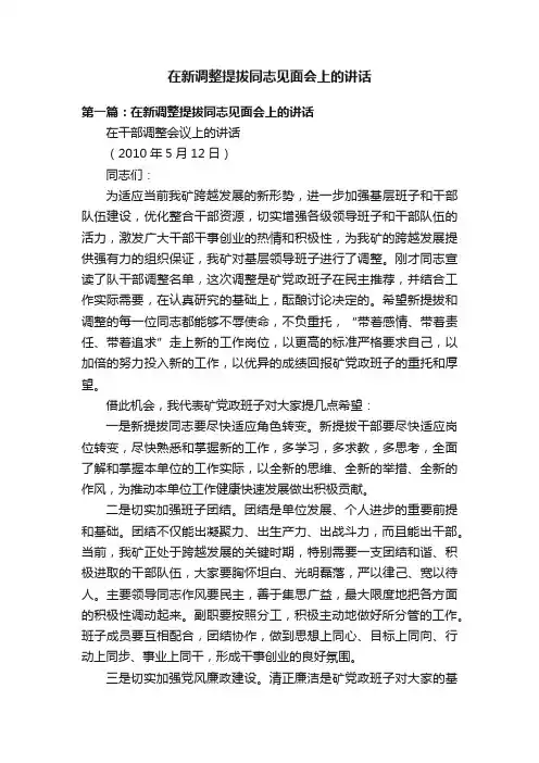 在新调整提拔同志见面会上的讲话