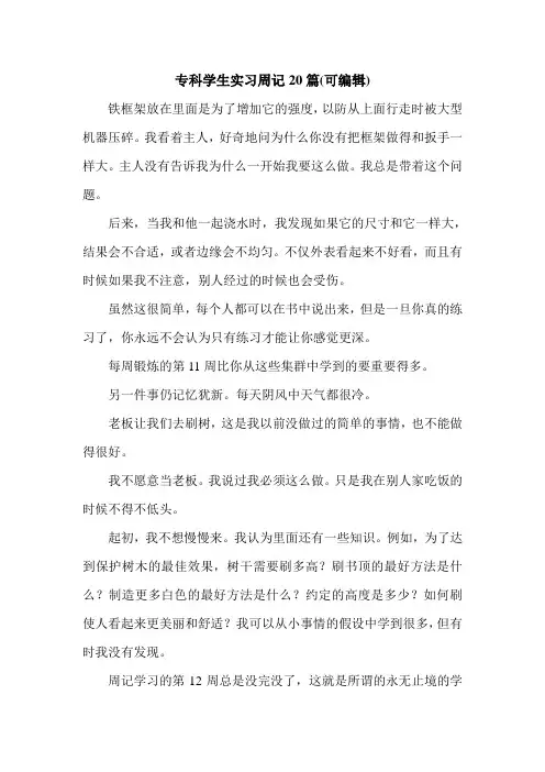 专科学生实习周记20篇(可编辑).doc