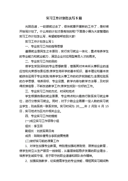 实习工作计划怎么写5篇