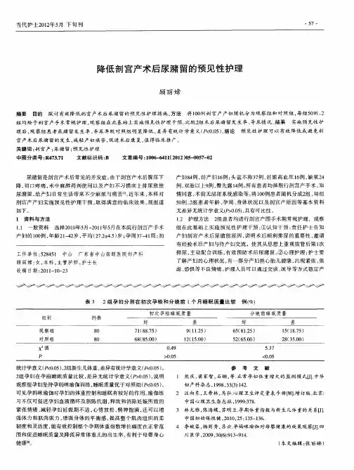 降低剖宫产术后尿潴留的预见性护理