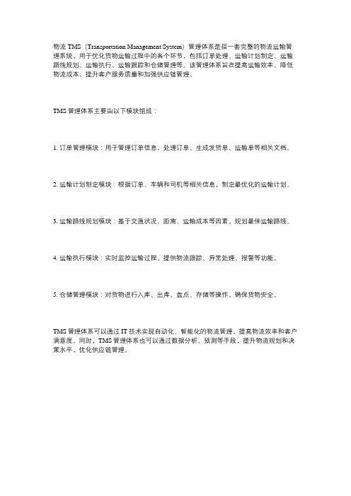 物流tms管理体系