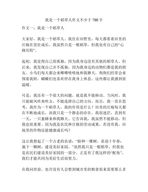 我是一个稻草人作文不少于700字