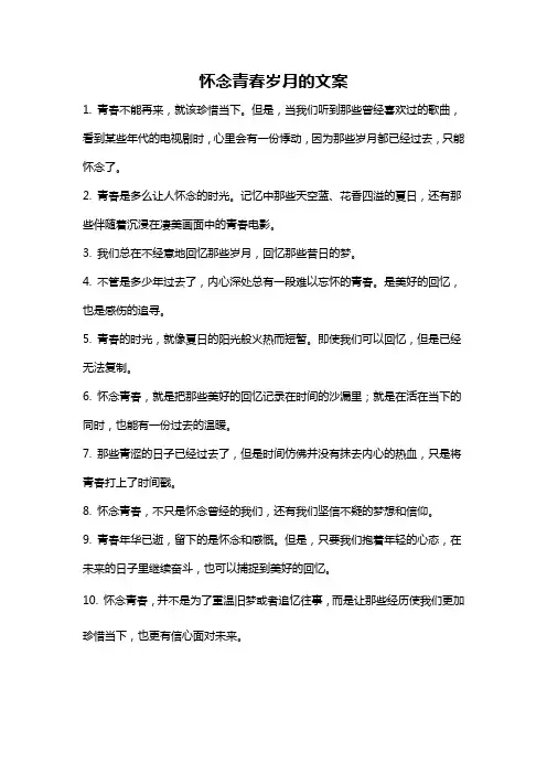 怀念青春岁月的文案