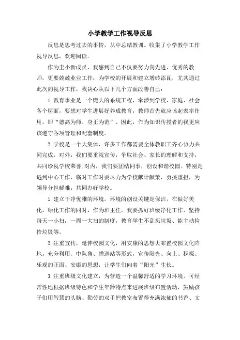 小学教学工作视导反思