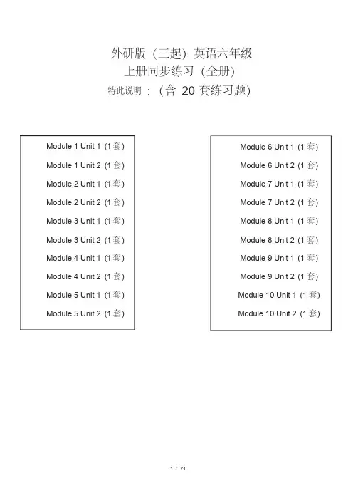 外研版(三起)英语六年级上册全册同步练习(20套)附答案