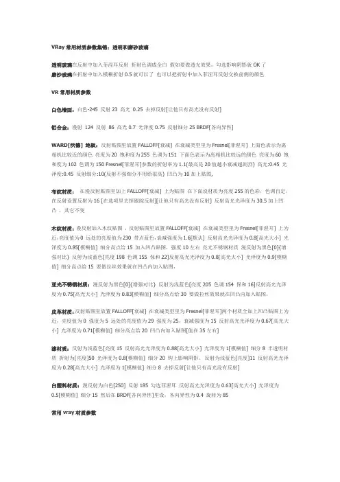 VRAY材质参数