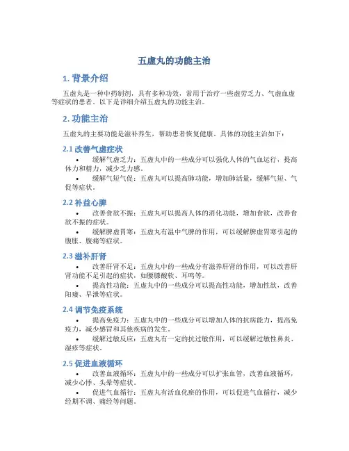 五虚丸的功能主治