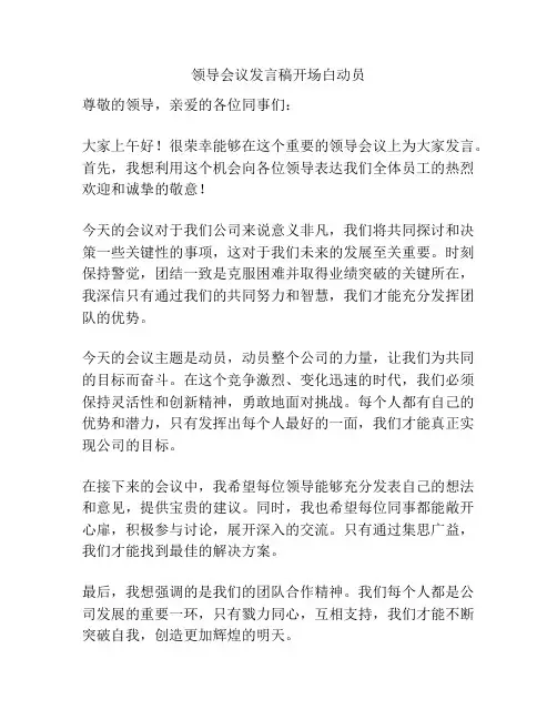 领导会议发言稿开场白动员